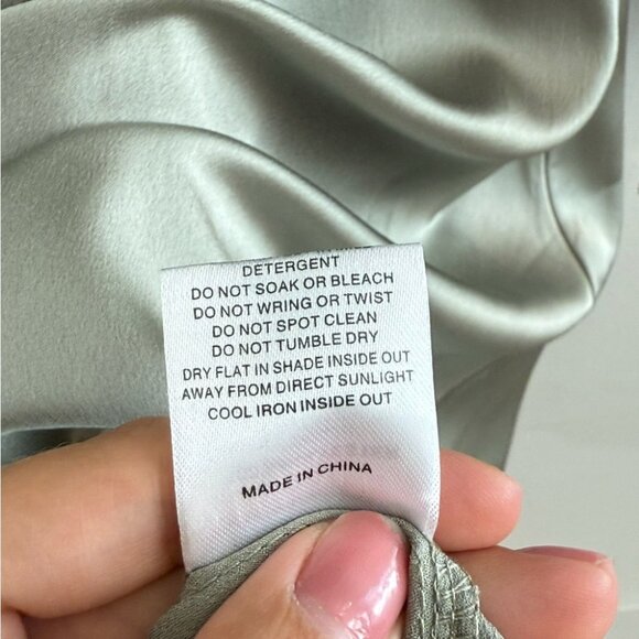 Sabo Dusty Sage Green Satin Long Sleeve Cutout Mini Dress - Picture 7 of 9